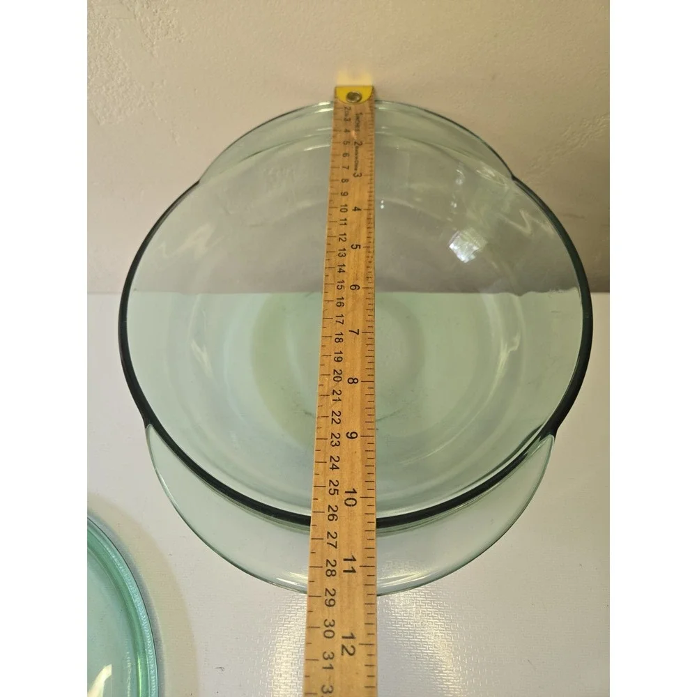 Vintage Anchor Hocking Green Glass 2 Qt Round Casserole Dish 9.5 With Lid